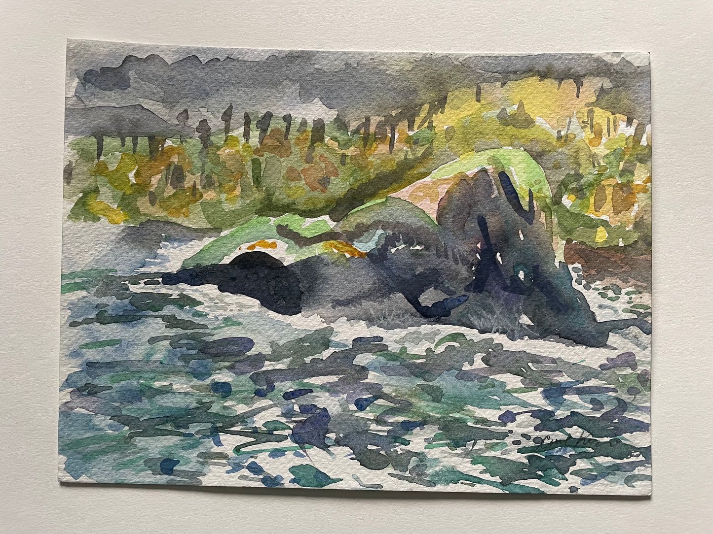 Lake Superior Rock Formation, watercolour painting - Pike Lake Forge